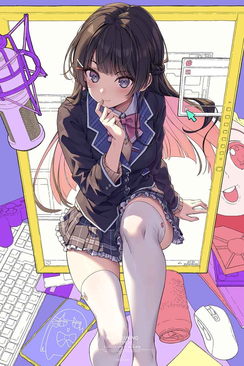 tsukino mito and nazono mito (nijisanji and 1 more) drawn by kuro-kun_(nablack)