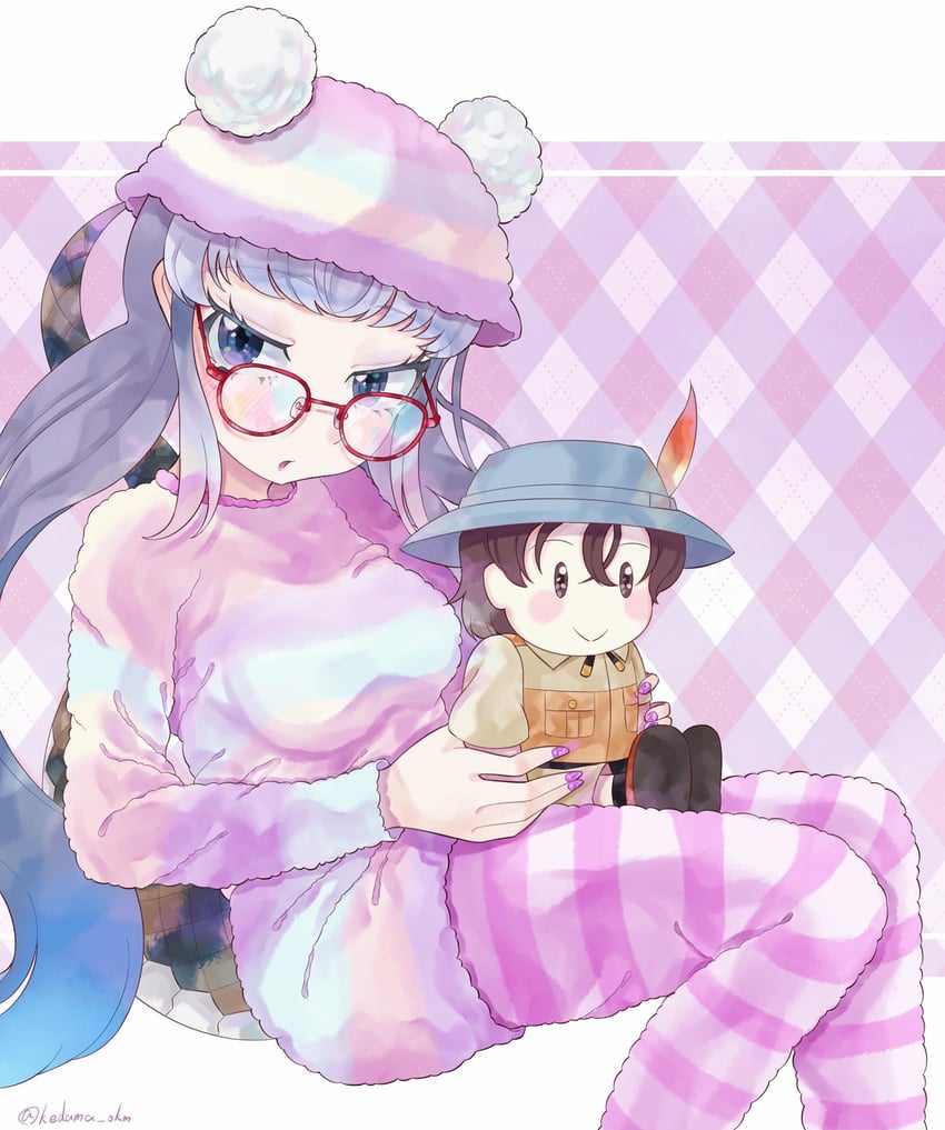 captain and komodo dragon (kemono friends and 1 more) drawn by kedama_(ughugjydthjdf)