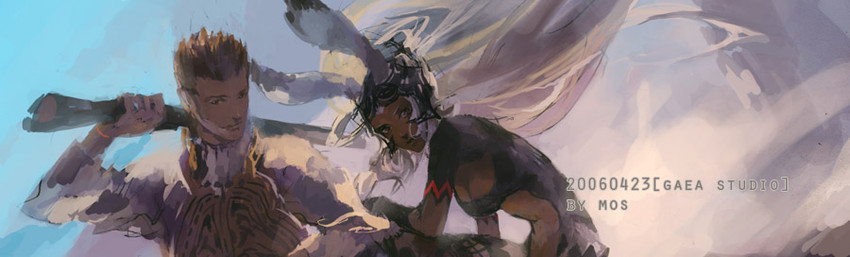 fran and balthier (final fantasy and 1 more) drawn by mos