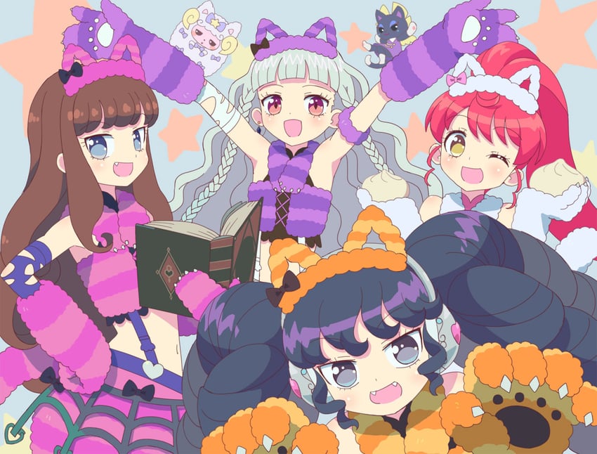 kurosu aroma, shiratama mikan, gaaruru, koda michiru, miichiru, and 2 more (pretty series and 2 more) drawn by ku_(residual666)