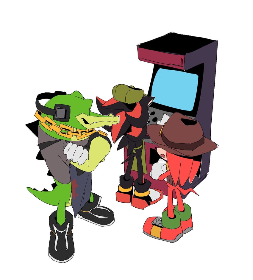 shadow the hedgehog, knuckles the echidna, and vector the crocodile (sonic and 1 more) drawn by wadasada