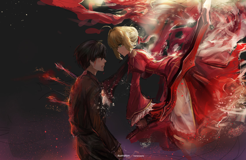 nero claudius and kishinami hakuno (fate and 1 more) drawn by olalehee