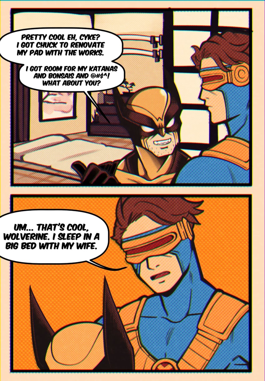 wolverine and cyclops (marvel and 2 more) drawn by kermittend