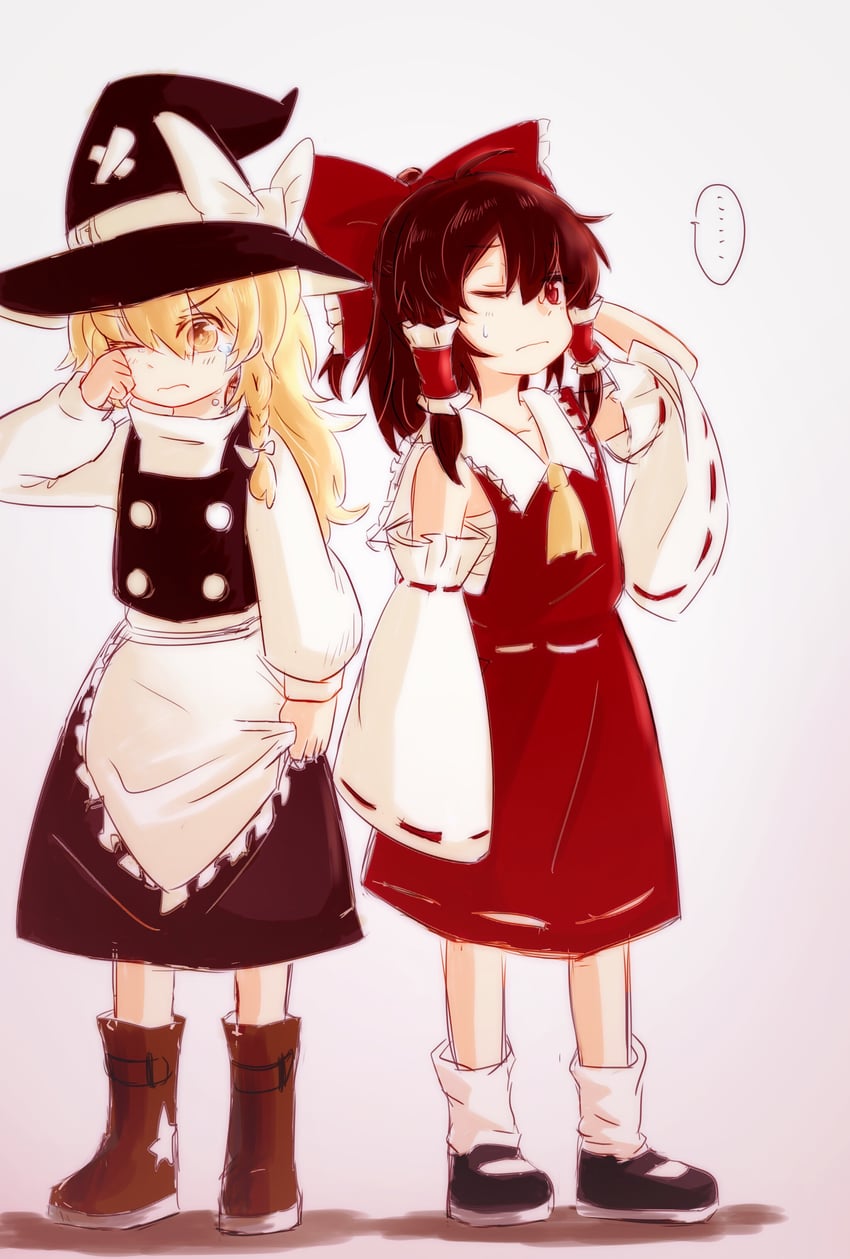 hakurei reimu and kirisame marisa (touhou) drawn by niangao_(8490593)