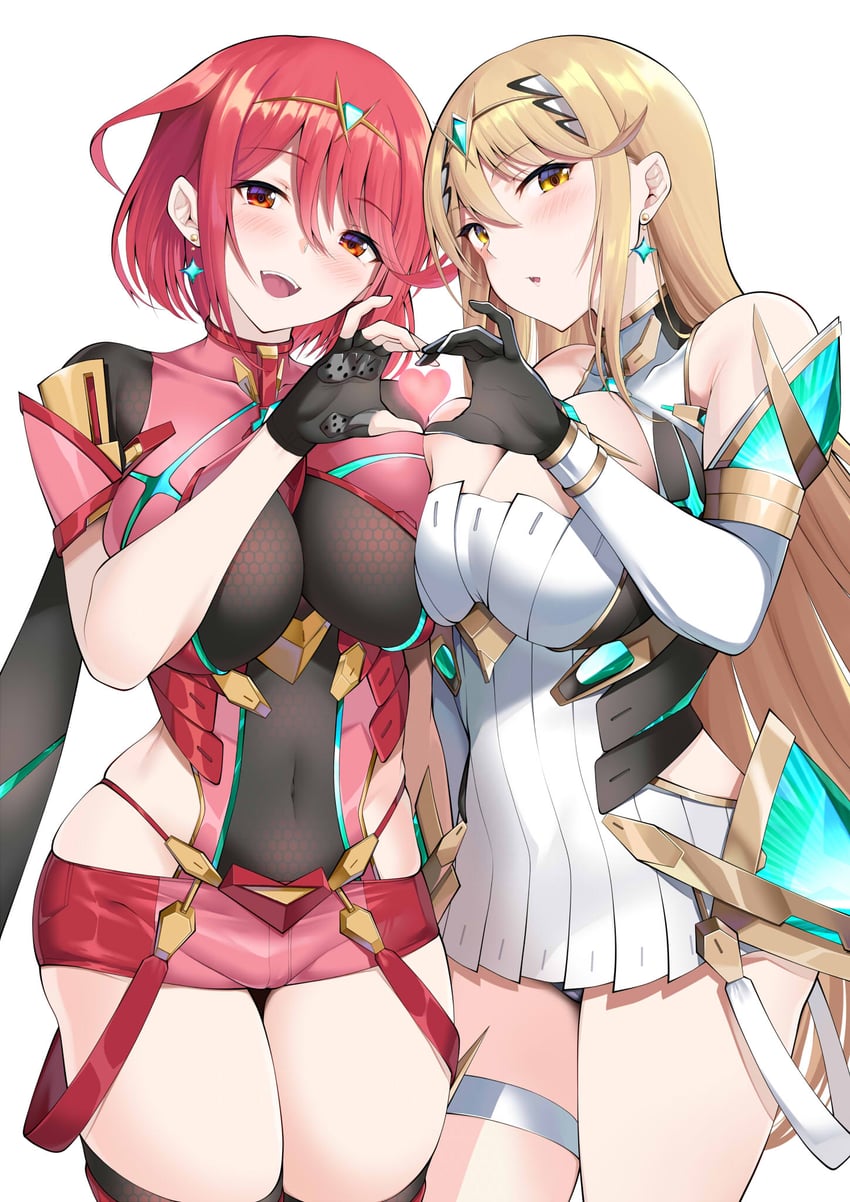 pyra and mythra (xenoblade chronicles and 1 more) drawn by daive