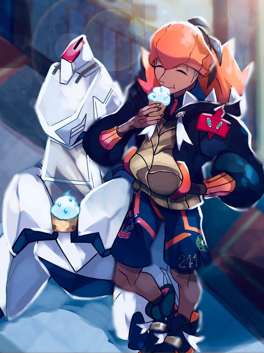rotom, raihan, rotom phone, and duraludon (pokemon and 1 more) drawn by imu_(acmg3475)