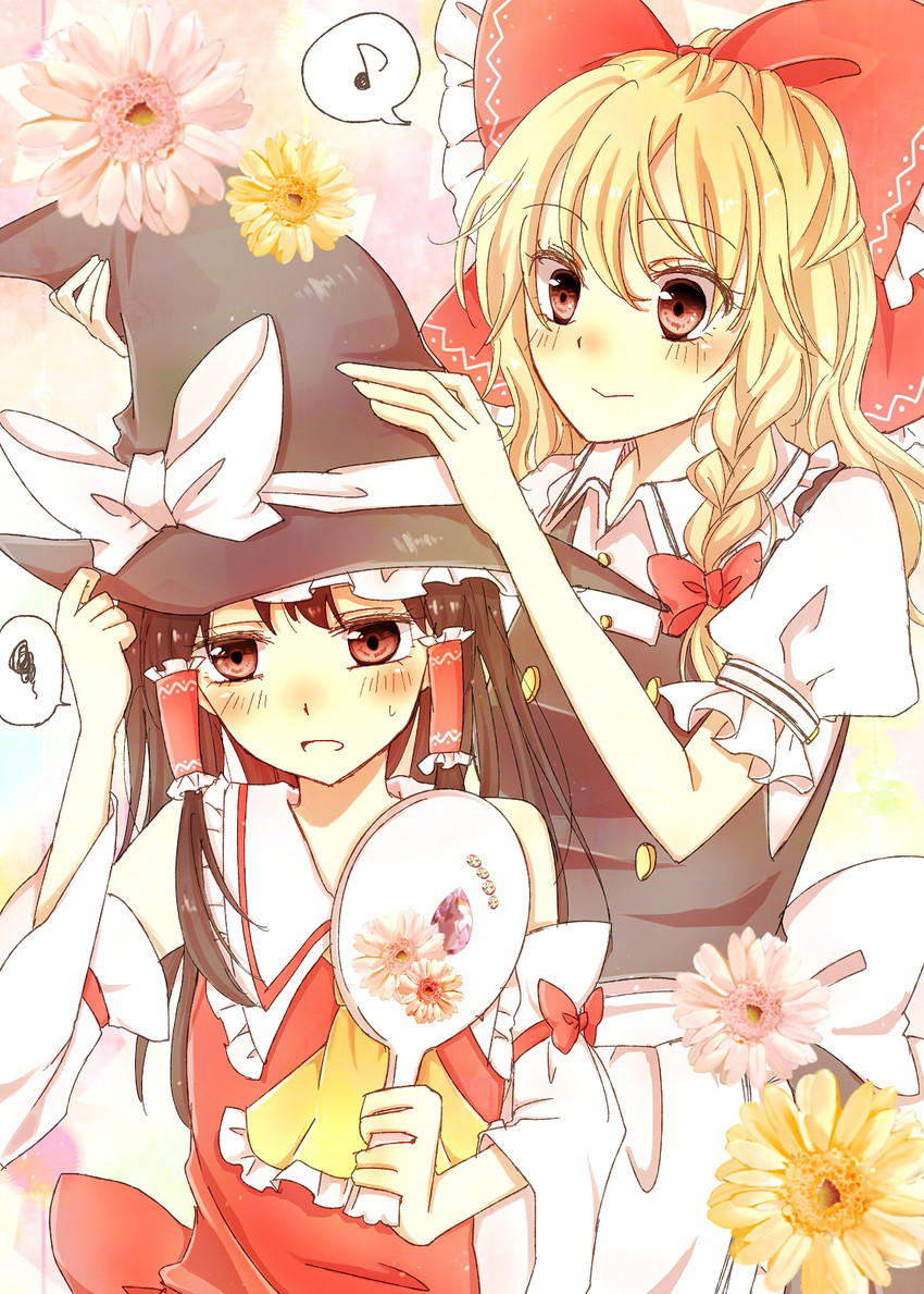 hakurei reimu and kirisame marisa (touhou) drawn by nachi_(herousa)