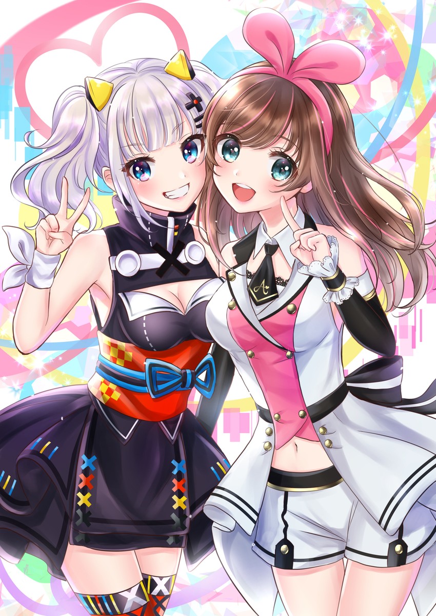 kizuna ai and kaguya luna (kizuna ai inc. and 1 more) drawn by sakura_rio1116
