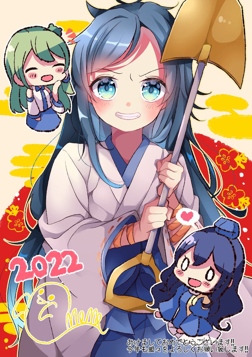 kochiya sanae, iizunamaru megumu, and himemushi momoyo (touhou) drawn by meimei_(meimei89008309)