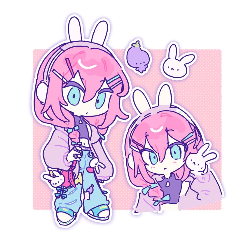 mr. plantegg, forest bunny, aubrey, cupcake bunny, and forest bunny? (omori) drawn by higiki