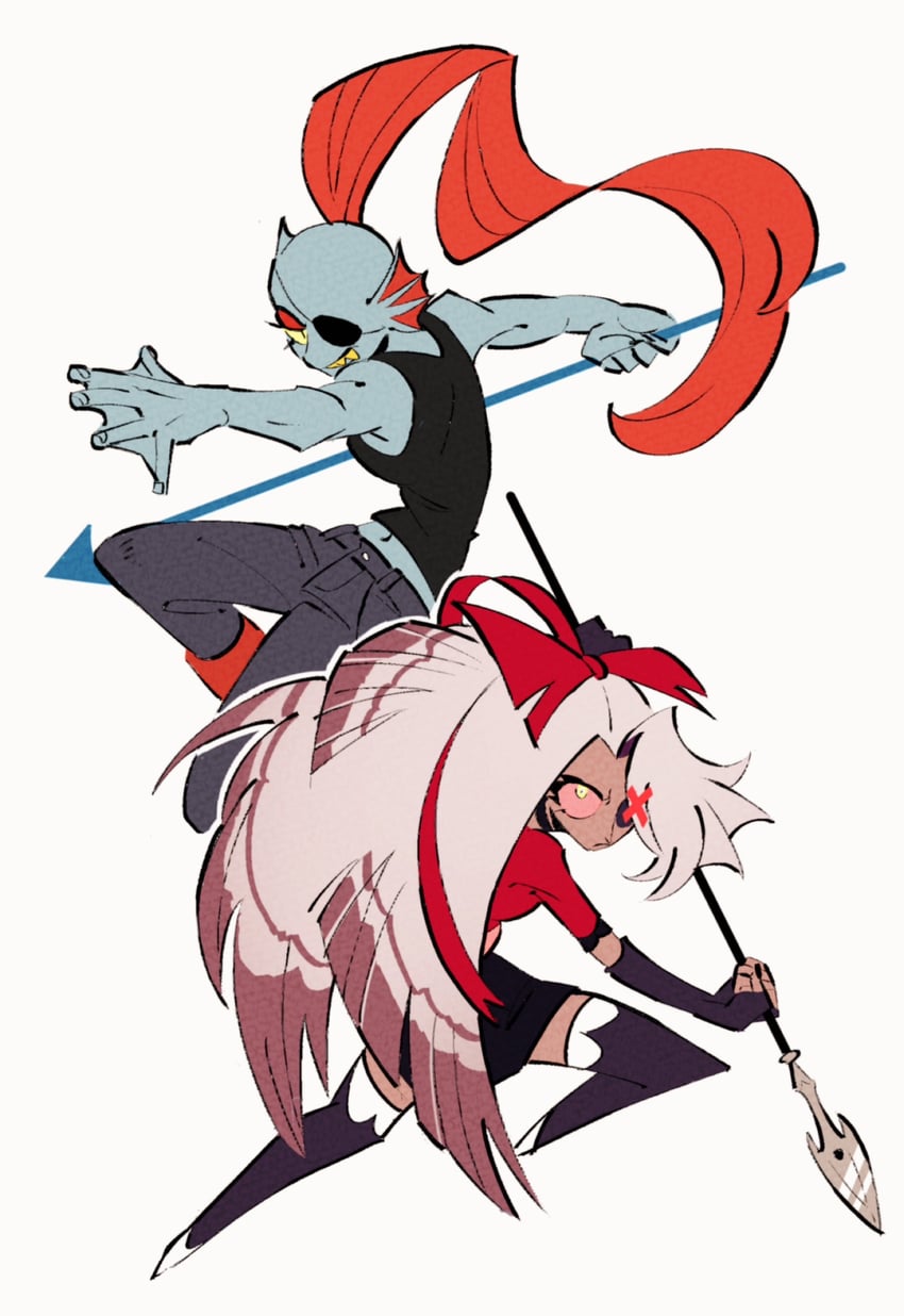 undyne and vaggie (undertale and 1 more) drawn by yasutak1192