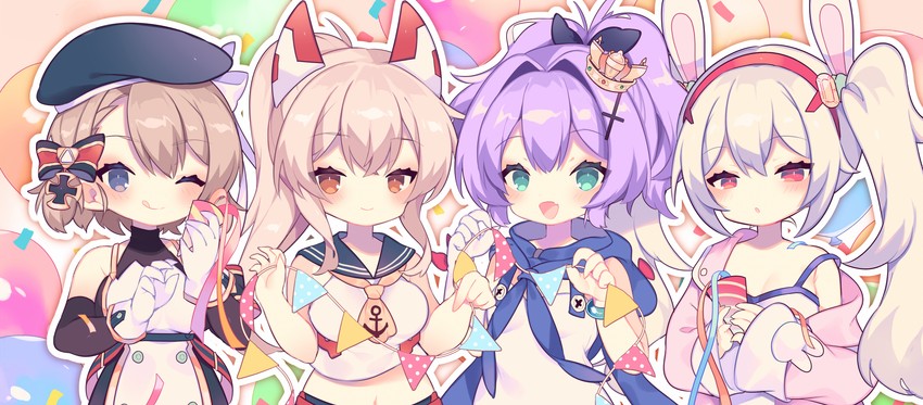 ayanami, laffey, javelin, and z23 (azur lane) drawn by peroppafu