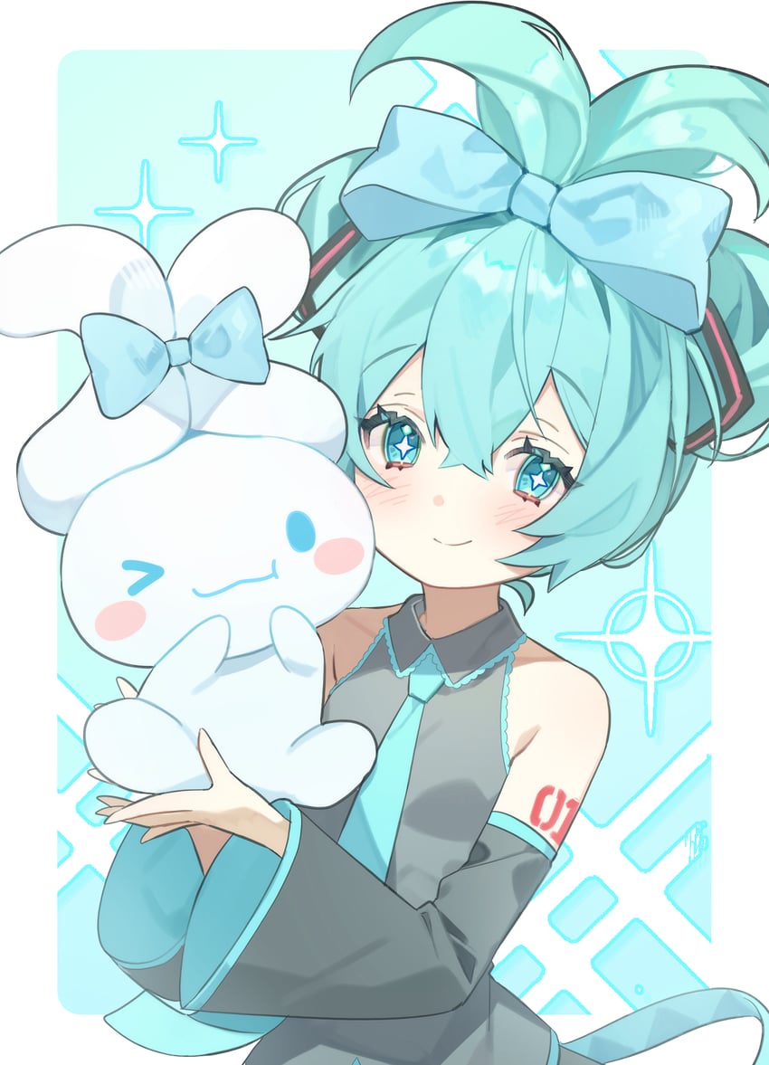 hatsune miku, cinnamoroll, and cinnamiku (vocaloid and 2 more) drawn by p_changgun