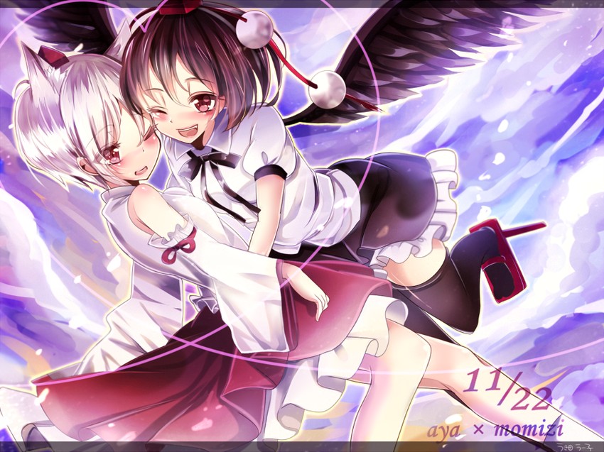 shameimaru aya and inubashiri momiji (touhou) drawn by ukita_uuko