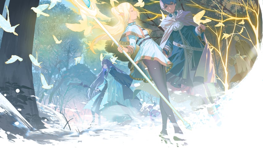 frieren, fern, stark, himmel, eisen, and 1 more (sousou no frieren) drawn by itoucon