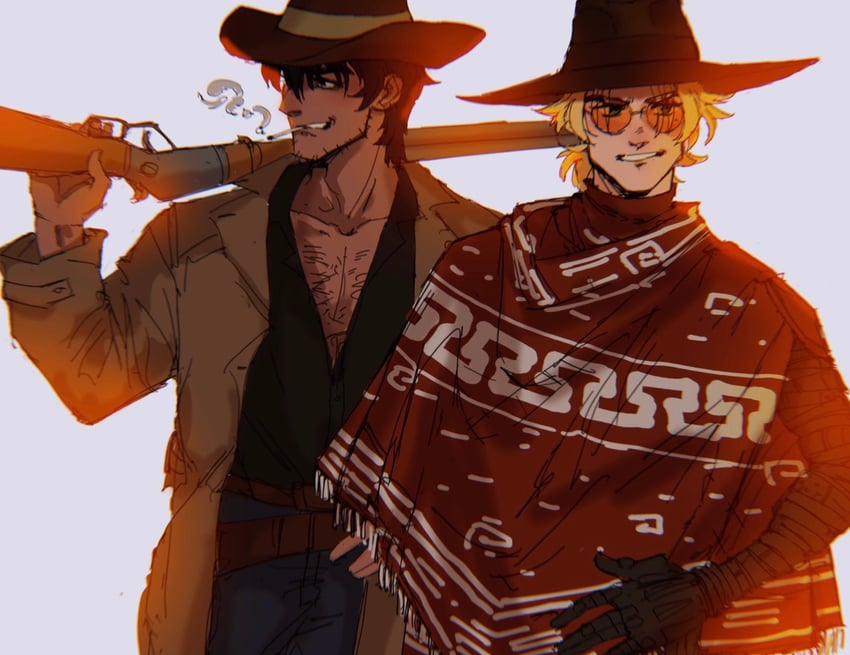 vash the stampede and nicholas d. wolfwood (trigun) drawn by tnklsk