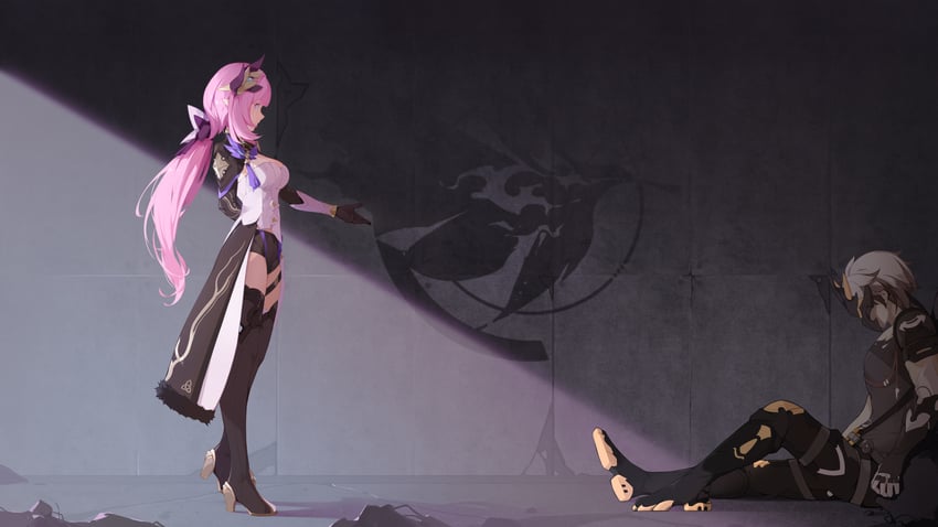 elysia and kalpas (honkai and 1 more) drawn by via_shinan