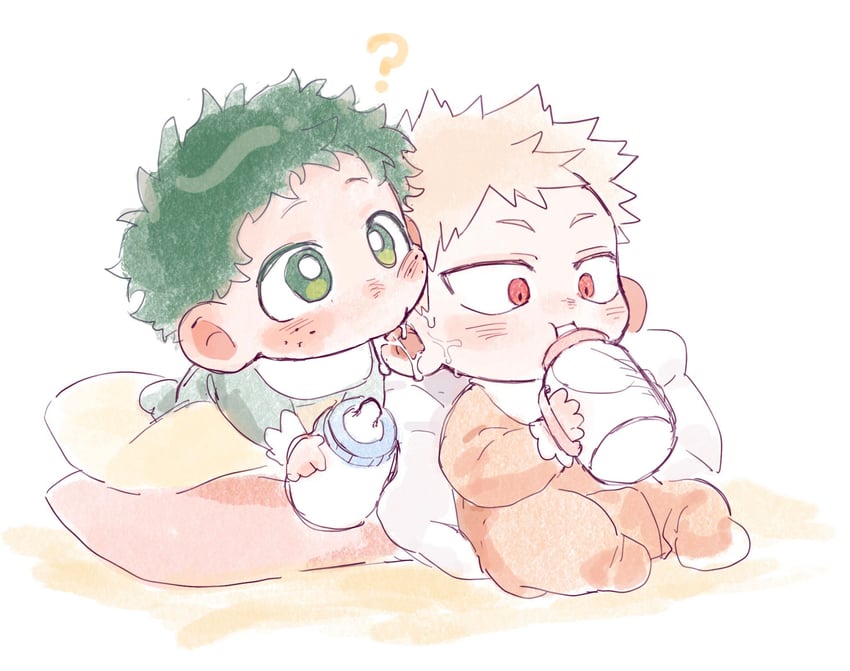 midoriya izuku and bakugou katsuki (boku no hero academia) drawn by jessiejjjj