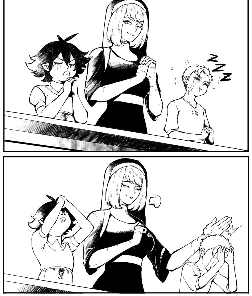 sister almonde, mikhail, and tonia (original and 1 more) drawn by nyantcha