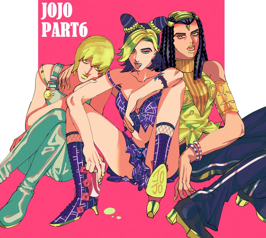 kujo jolyne, foo fighters, and ermes costello (jojo no kimyou na bouken and 1 more) drawn by danggo99