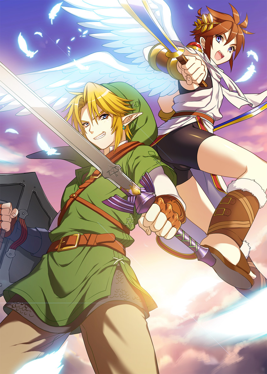 link and pit (the legend of zelda and 2 more) drawn by tubumi