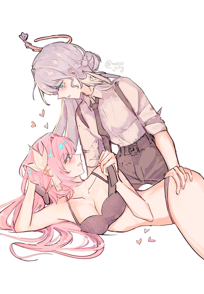 elysia and robin (honkai and 2 more) drawn by mossjelly