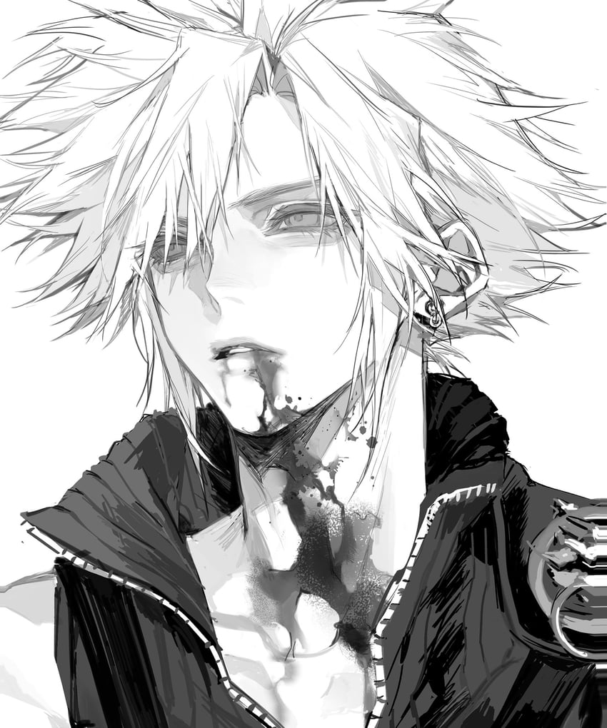 cloud strife and fenrir (final fantasy and 2 more) drawn by zhishiwan