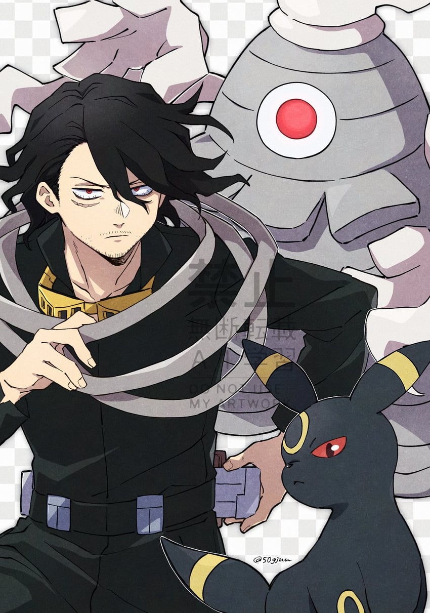 umbreon, aizawa shota, and dusclops (pokemon and 1 more) drawn by 50gjuu