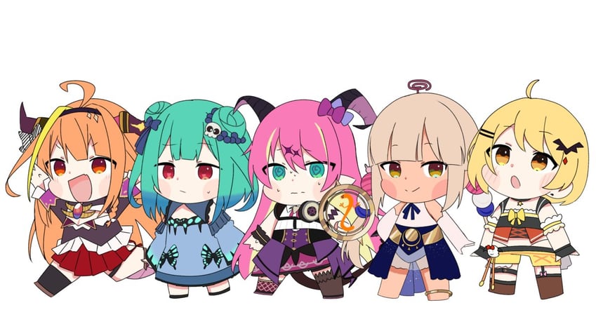 uruha rushia, kiryu coco, tsukumo sana, yozora mel, mano aloe, and 1 more (hololive and 1 more) drawn by giao2_ng