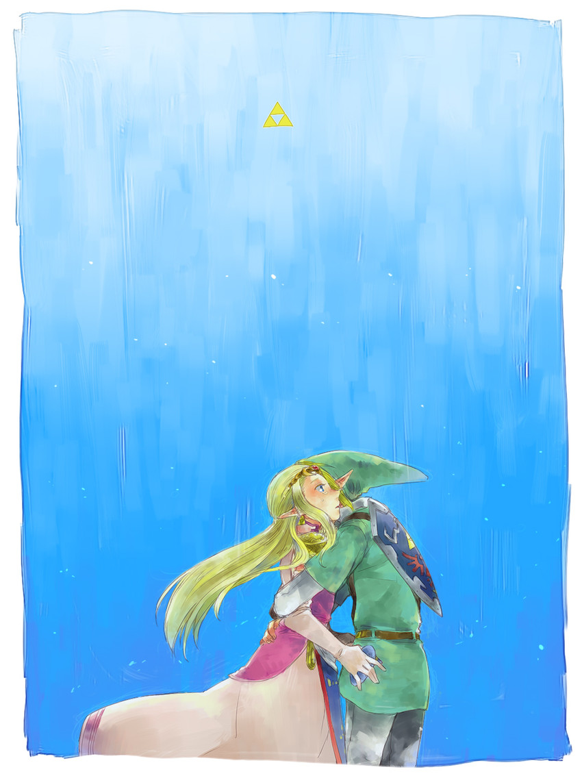 link and princess zelda (the legend of zelda and 1 more) drawn by knsrsou