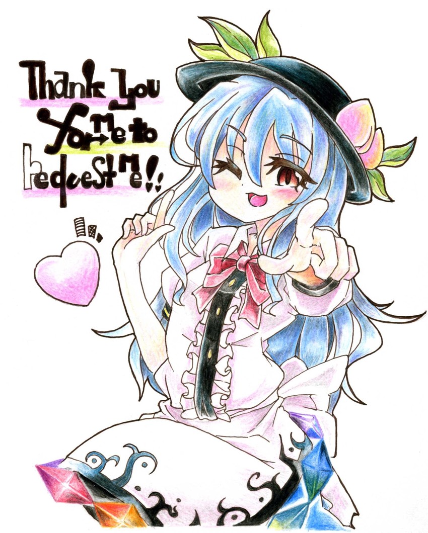 hinanawi tenshi (touhou) drawn by gokuu_(acoloredpencil)