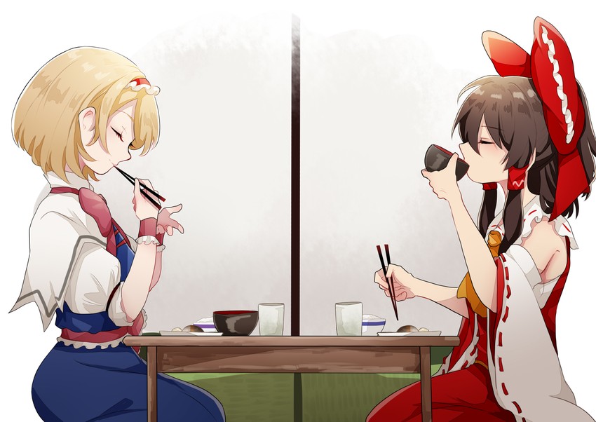hakurei reimu and alice margatroid (touhou) drawn by uchisaki_himari
