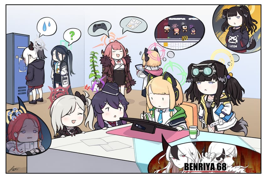 aris, kayoko, aru, momoi, midori, and 4 more (blue archive) drawn by jpark