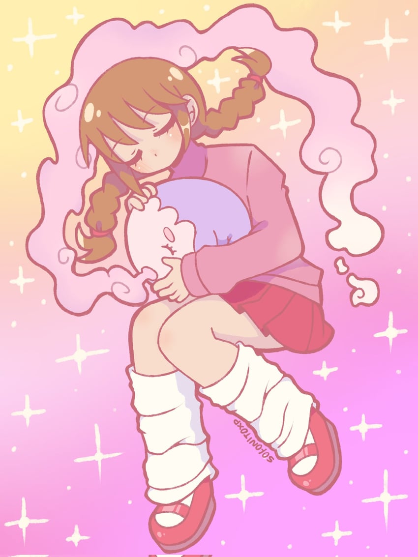 madotsuki and musharna (pokemon and 1 more) drawn by sofo_soup
