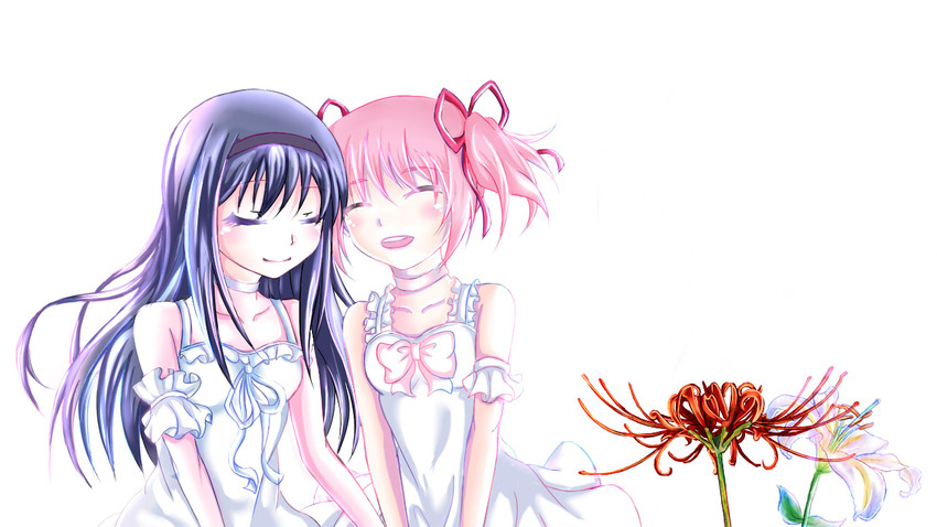 akemi homura and kaname madoka (mahou shoujo madoka magica and 1 more) drawn by llx