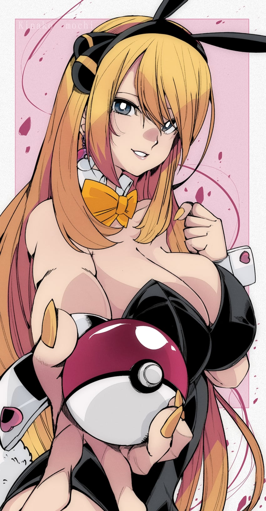 cynthia (pokemon and 1 more) drawn by kinakomochi_(user_vedc2333)