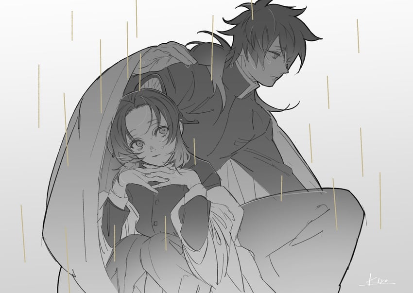 kochou shinobu and tomioka giyuu (kimetsu no yaiba) drawn by kiyono_(_kiyotsugu)