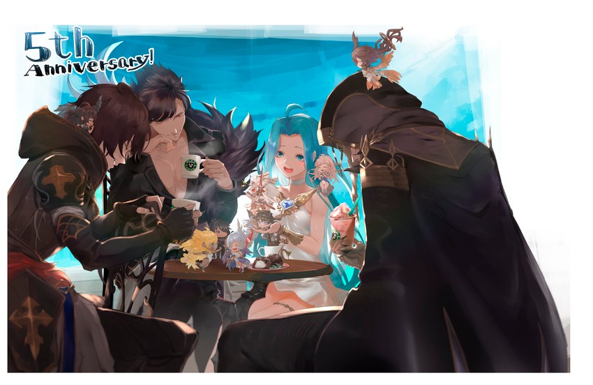 sandalphon, lyria, belial, gabriel, beelzebub, and 7 more (granblue fantasy) drawn by kumonji_aruto