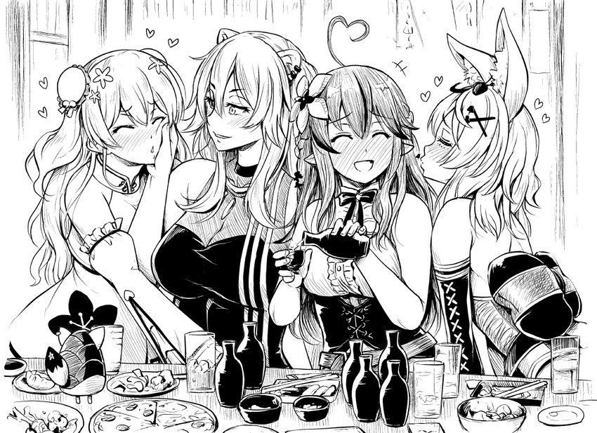 yukihana lamy, shishiro botan, omaru polka, momosuzu nene, and oruyanke (hololive) drawn by noise_(tsuzuki)