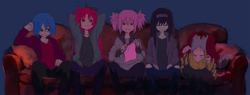 akemi homura, kaname madoka, miki sayaka, sakura kyoko, and tomoe mami (mahou shoujo madoka magica) drawn by drawfag