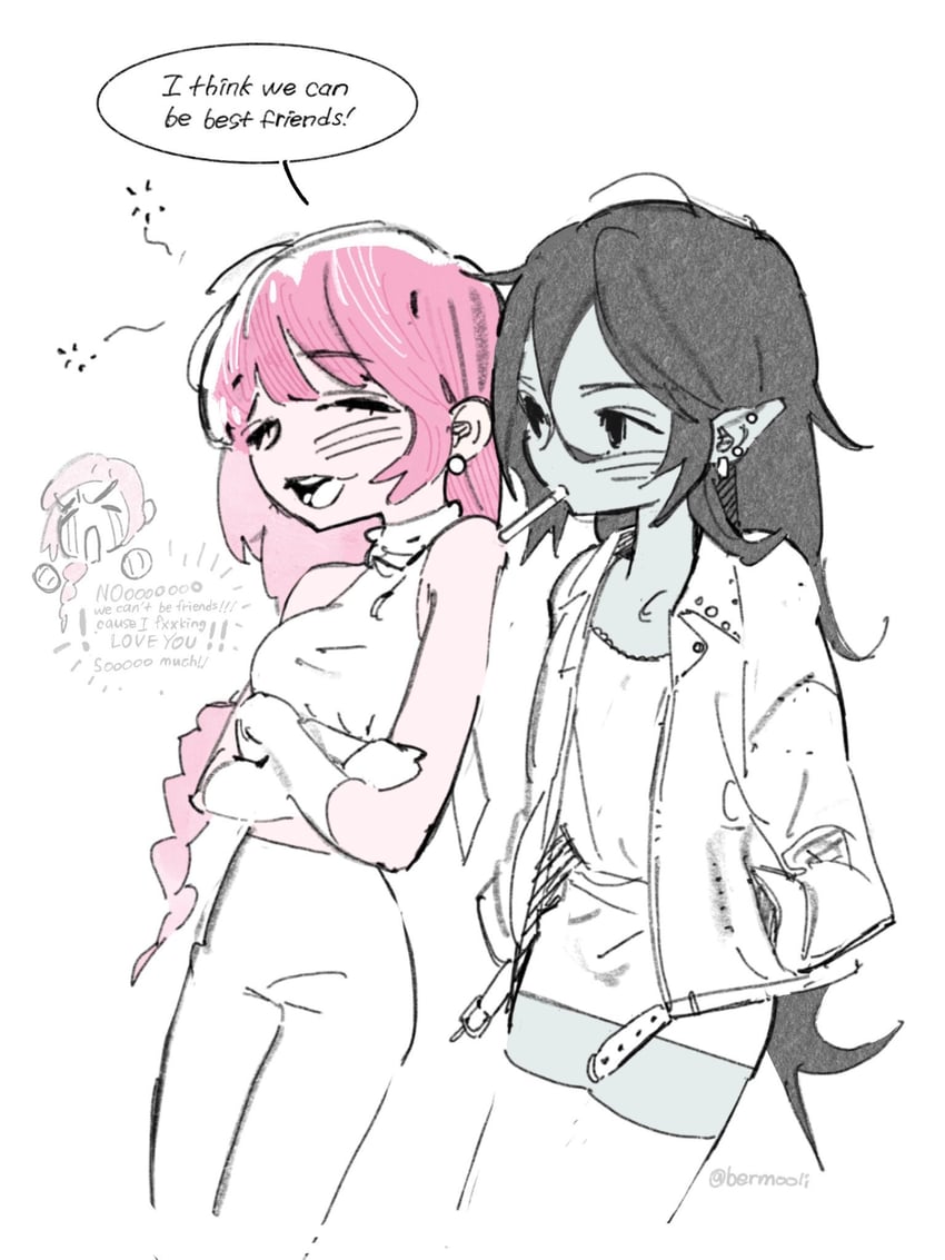 marceline abadeer and princess bonnibel bubblegum (adventure time) drawn by bermooli