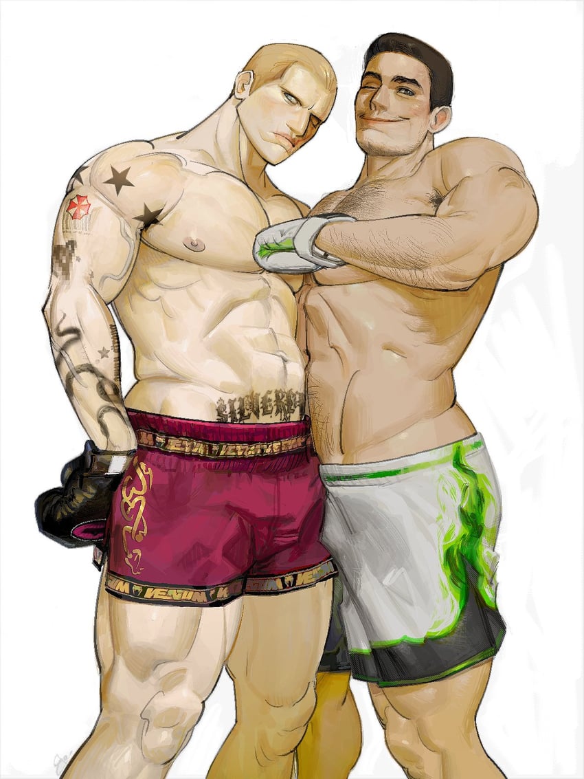 chris redfield and jack krauser (resident evil and 2 more) drawn by bouseded