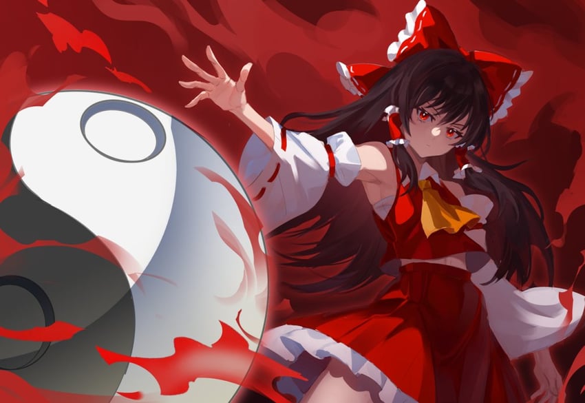 hakurei reimu (touhou and 1 more) drawn by arong