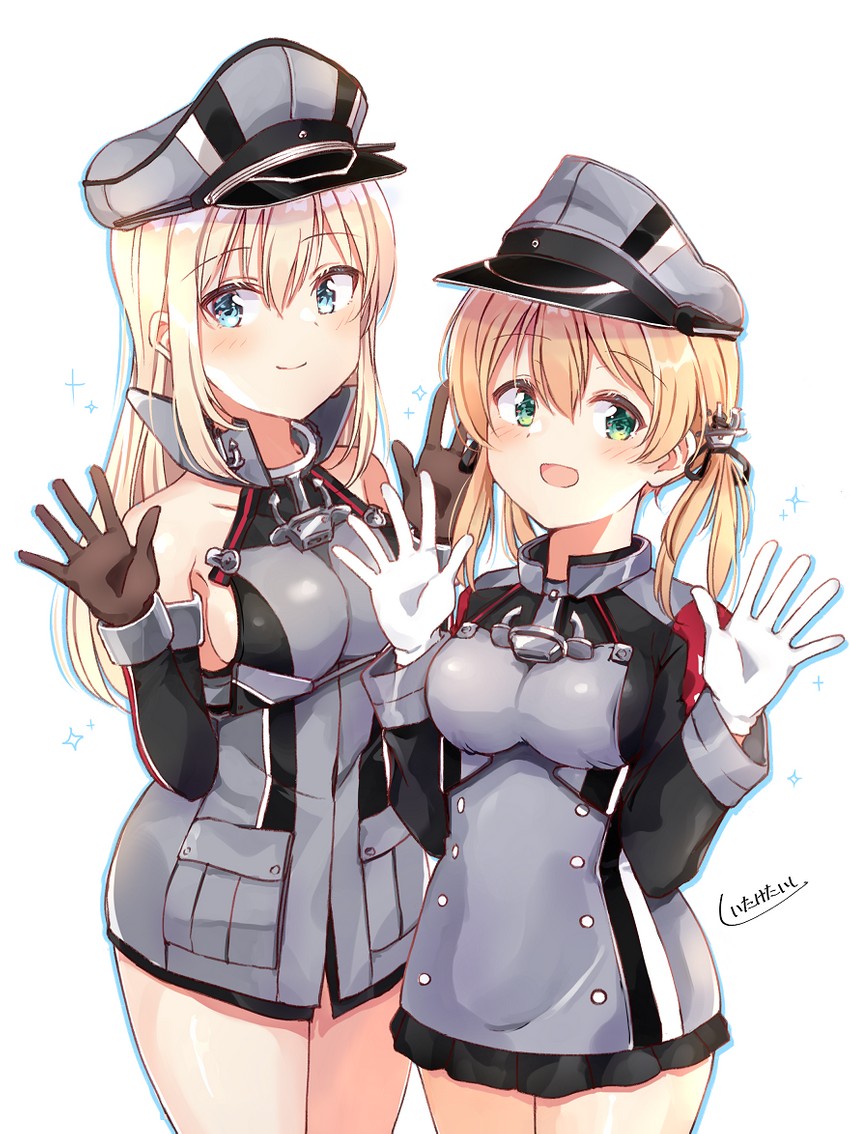 prinz eugen and bismarck (kantai collection) drawn by shiitake_taishi