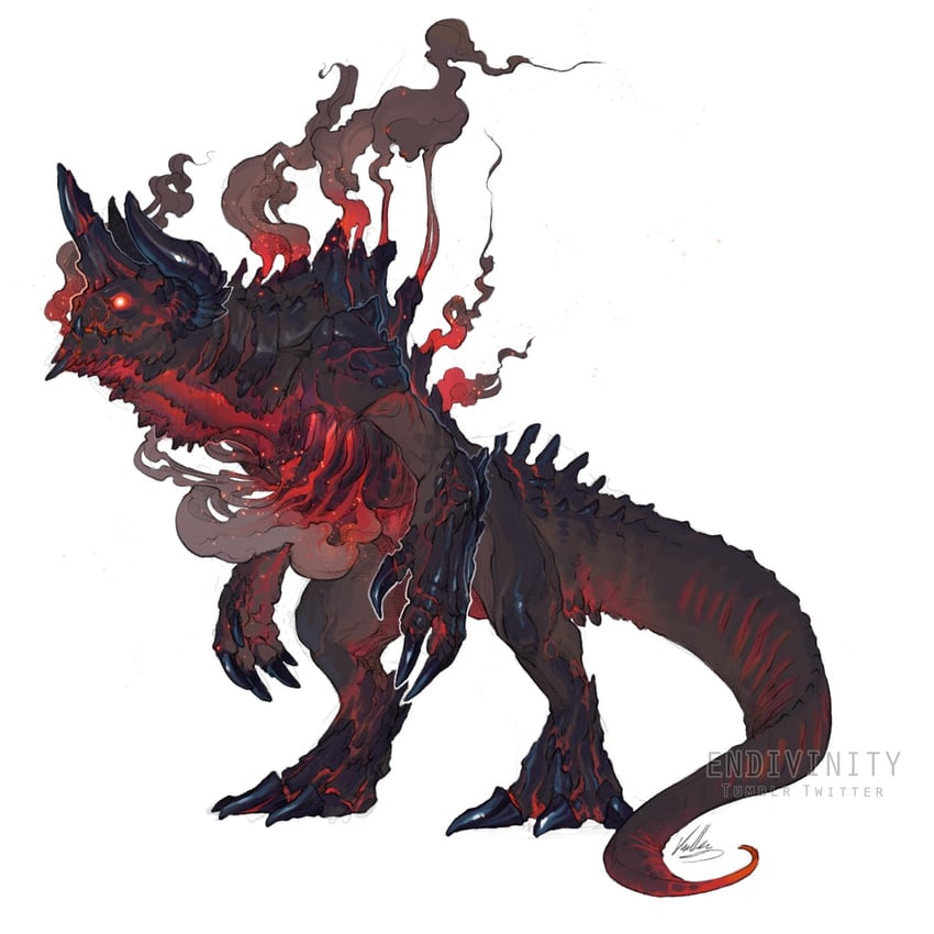 deathclaw (original and 1 more) drawn by endivinity