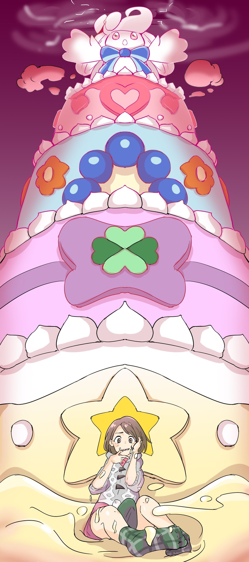 gloria, alcremie, and gigantamax alcremie (pokemon and 1 more) drawn by can_(pixiv33249519)