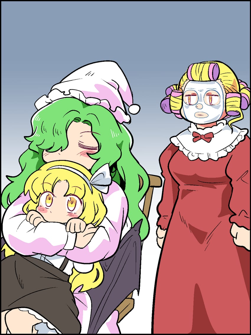 kazami yuuka, elly, and kurumi (touhou and 1 more) drawn by sekaihebi
