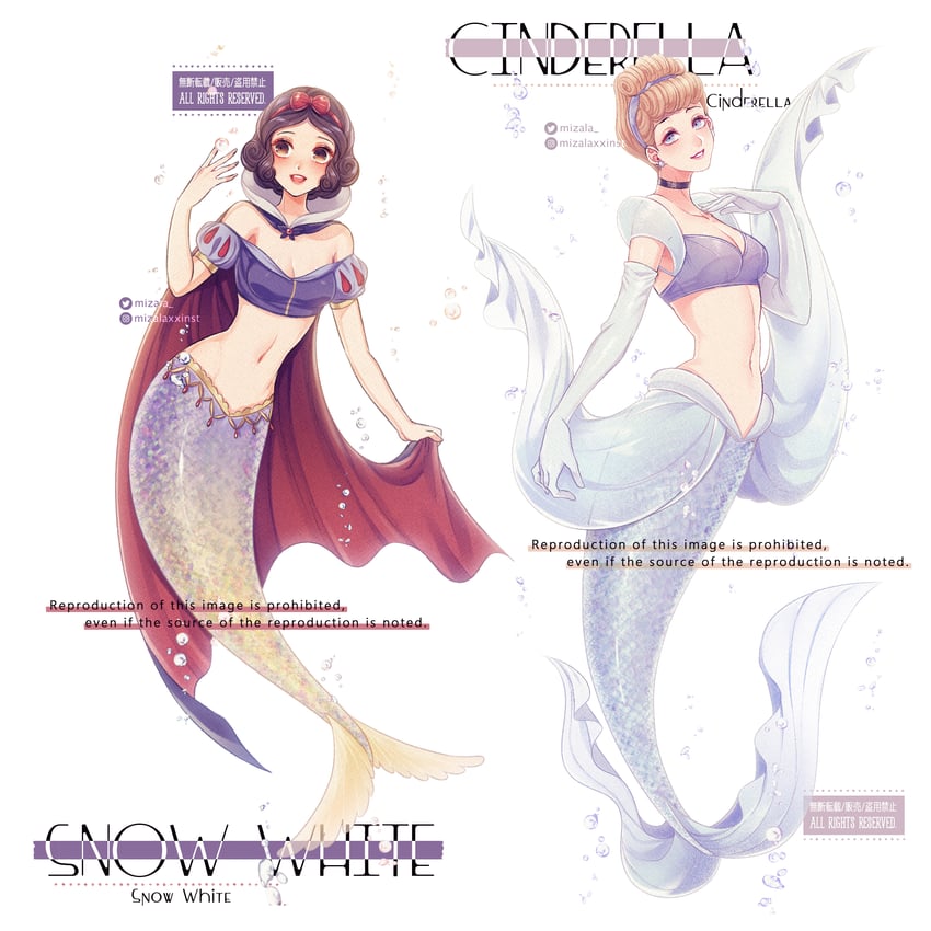 snow white and cinderella (snow white and the seven dwarfs and 1 more) drawn by mizala
