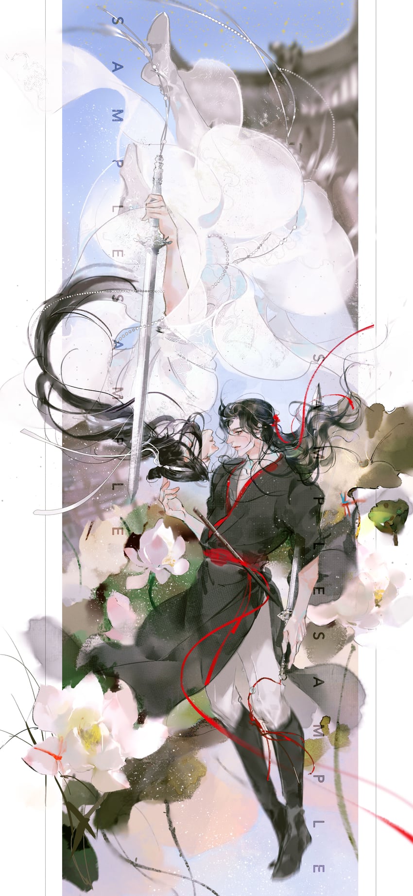 wei wuxian and lan wangji (modao zushi) drawn by bloodybeni