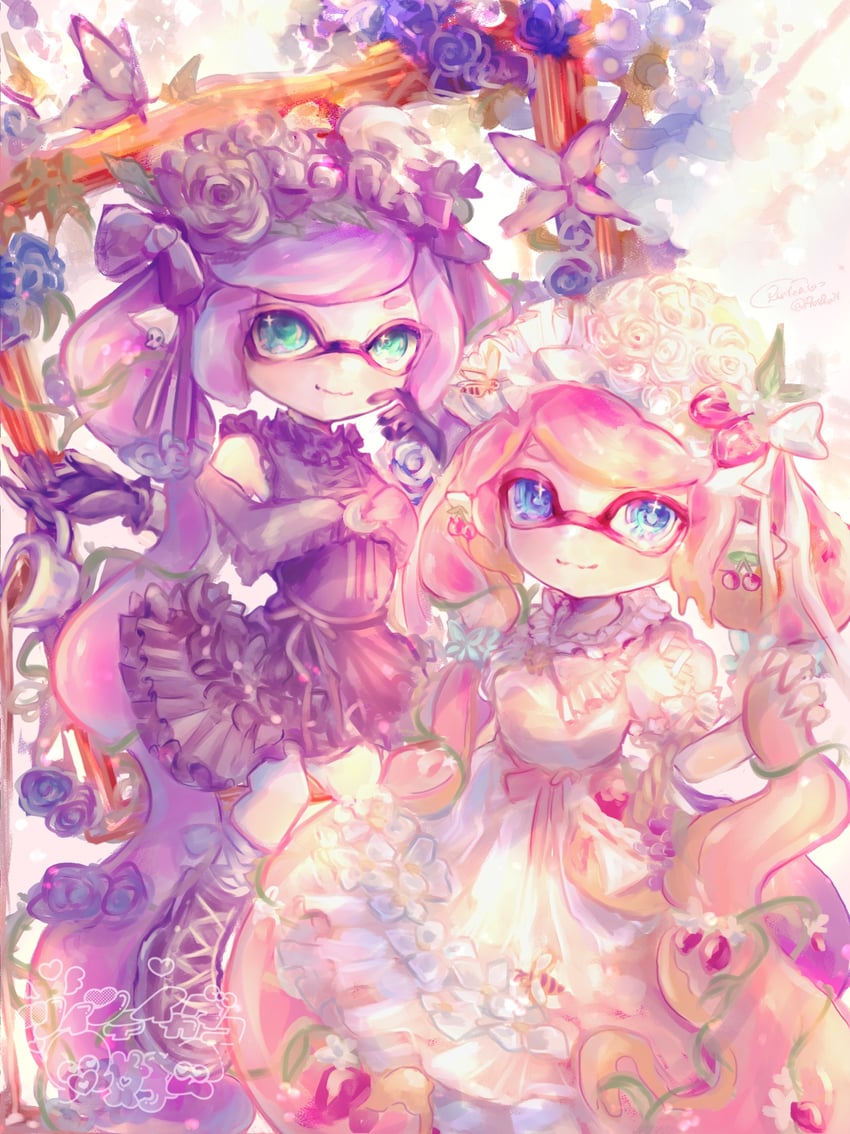 inkling player character and inkling girl (splatoon) drawn by ho2yrentea